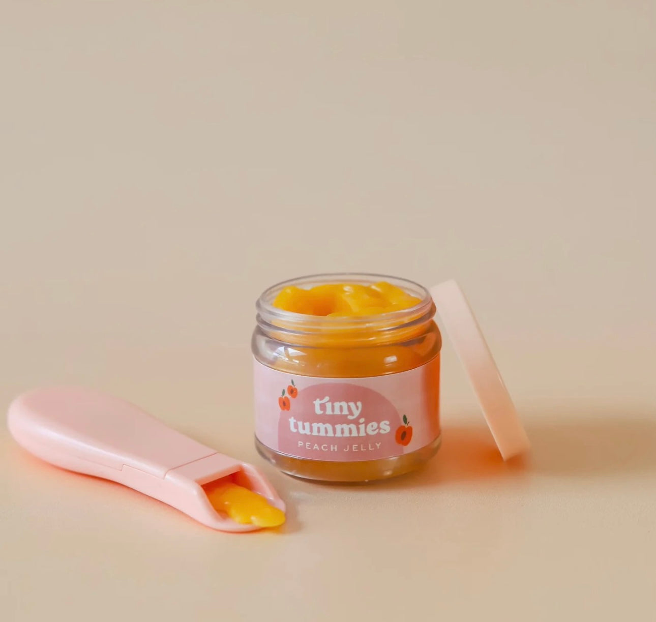 Tiny Tummies - Peach Jelly Food jar and Spoon Set